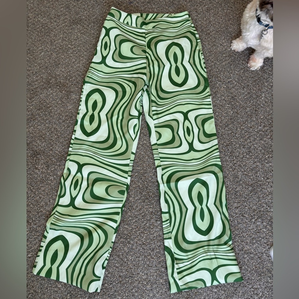 Green 70’s Girls Flare Pants